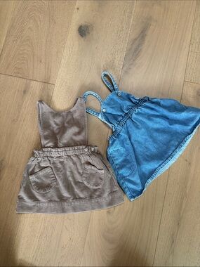 Zara Denim Pinafore Dress + Brown Corduroy Set Set - Size 12-18 Months